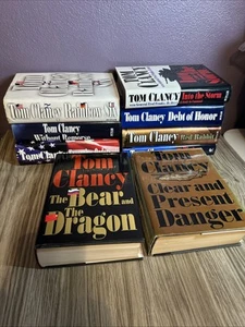 Tom Clancy 9 Book Lot Clear and Present Danger  Without Remorse Rainbow Six - Picture 1 of 5
