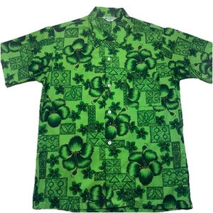 Vintage Hawaiihemd California waschbar Knopfleiste Kurzarm grün geblümt - Bild 1 von 18