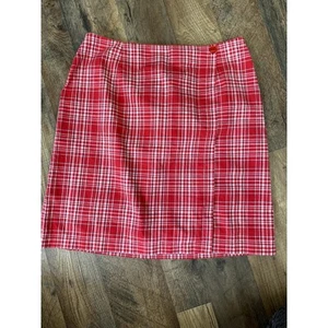 Vintage 90's Norton Studio Petites Red Plaid Lightweight Mini Skirt Sz 6P - Picture 1 of 9