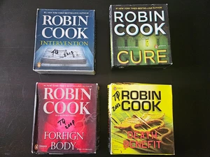Robin Cook 4 Audio CD Books: Intervention, Cure, Death Benefit, Foreign Body - Picture 1 of 3