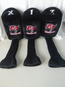 Tampa Bay Buccaneers Plush X, 1, 3 Headcovers Black Team Logo - Picture 1 of 2