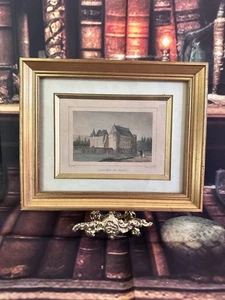 Vintage French Framed Wall Art Print Of Chateau De Sully, Cottagecore, Gold leaf - Picture 1 of 5