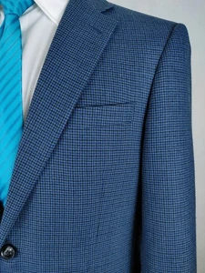 Cappotto sportivo Hart Schaffner Marx uomo 40S blu nero pied de poule lana seta giacca - Foto 1 di 18