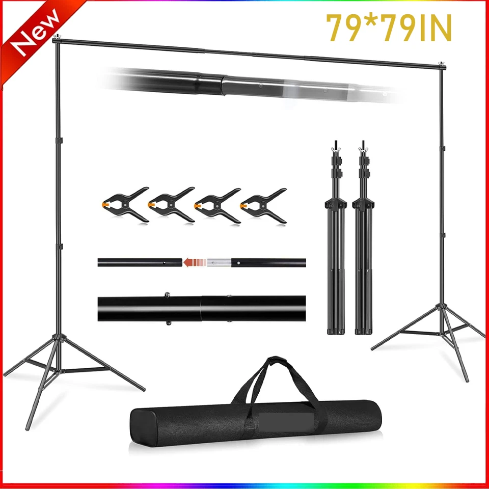 KIT de soporte de telón de fondo de alta resistencia de 6,5 pies soporte de fondo para estudio de fotografía + abrazadera Foto 1 de 4