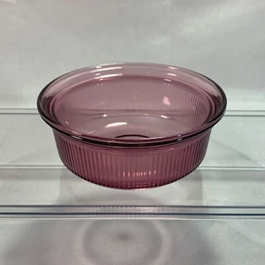 Corning Ware Glass C-16-B Cranberry Ribbed 1 Pint Bowl Vintage USA - Picture 1 of 3