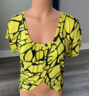 O?lala Lime Green Black Club Party Rave Shirt Size S Cropped