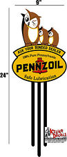 24" PENNZOIL OWLS LUBSTER OIL CAN GASOLINE GAS DECAL
