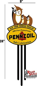 DECALCOMANIA 24" PENNZOIL GUFI LUBRIFICANTE BOMBOLETTA OLIO BENZINA - Foto 1 di 1