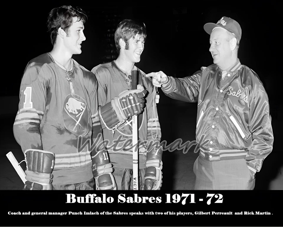 NHL Buffalo Sabres 1971 Gilbert Perreault Rick Martin Punch Imlach 8 X 10 foto Foto 1 de 1