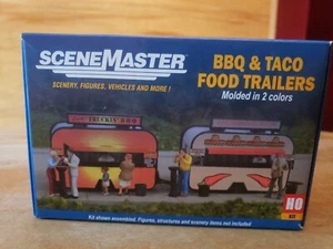 WALTHERS SCENEMASTER HO SCALE 1/87 BBQ & TACO FOOD TRAILERS (2) 949-2904 New - Picture 1 of 4
