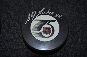 Stephane Richer NHL 75th Anniversary Signed Puck Montreal Canadiens - Picture 1 of 1