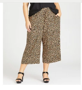 leopard cropped wide leg trousers - Picture 1 of 2
