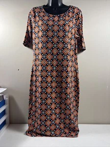 Vestido Largo Lularoe Azul Naranja Negro Blanco Mujer Talla Grande Camisa Mangas - Imagen 1 de 13