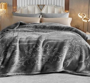 Heavy Soft 1420GSM King Size Mink Blanket Double Layer Winter 7.5kg Charcoal - Picture 1 of 3