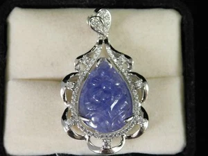 Colgante de plata esterlina y zafiro blanco tallado a mano de 11,60 quilates - Imagen 1 de 7