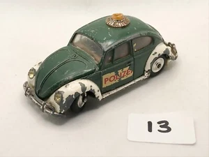 CORGI TOY 492 VW VOLKSWAGEN 1200 BEETLE EURO POLICE POLIZEI DIECAST CAR PLAYWORN - Picture 1 of 5