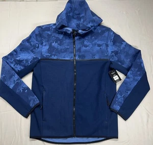 Athletic Works Fusion Knit Performance Hooded Zip Jacket Mens Small Blue Camo - Picture 1 of 10