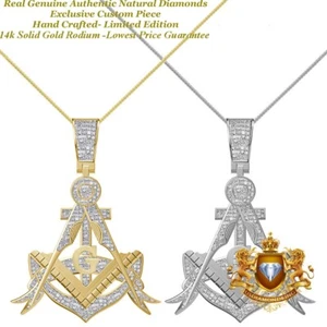 Real Genuine Diamond 0.85 Cwt. Masonic Freemason Holy Anchor Cross Charm Pendant - Picture 1 of 17