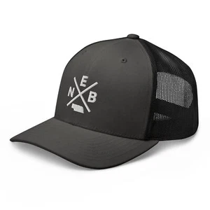 Retro Nebraska Trucker Hat Mesh NEB Cross Trucker Cap - Picture 1 of 14