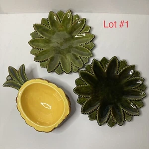 Vintage Pinapple 8" Teller & Dipschale Retro 1960er grüne Farbe Kunst Menge 3 Stück - Bild 1 von 24