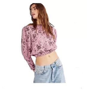 Free People Womens No Ordinary Top in Dusty Rose Combo Size L 12051 - Picture 1 of 4