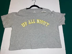 Aerie kurzärmliges graues T-Shirt Rundhalsausschnitt Medium neu mit Etikett "Up All Night" Damen NEU - Bild 1 von 4