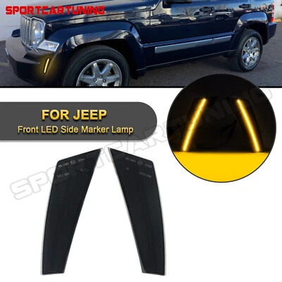 For 2008-12 Jeep Liberty Smoked Amber LED Front Fender Side Marker Signal Lights Foto 1 de 4