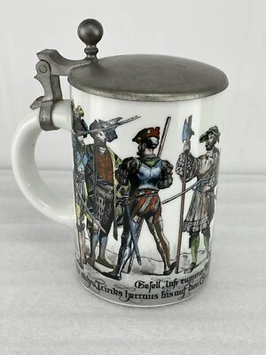 "Cerveza Stein vintage con tapa Napoleón soldados del ejército hecha en Alemania Occidental 8,5""" Foto 1 de 4