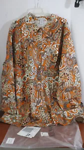 Jessica London ~ Orange & Browns LS BUTTON DOWN BLUSE SHIRT TOP ~ Damen 30/32 ~ Neu mit Etikett - Bild 1 von 4