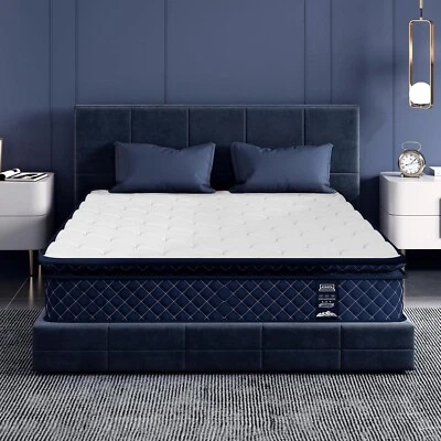 Colchão de molas híbrido 10"12"14" duplo queen king size espuma com memória em uma caixa - Imagem 1 de 3