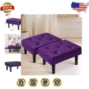 Multi-Functional Velvet Stool Ottoman 2-Pack - Ideal Footrest and Extra Seating - Picture 1 of 10