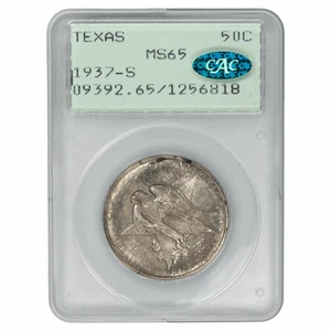1937-S TEXAS HALF DOLLAR PCGS MS65 CAC - Picture 1 of 2