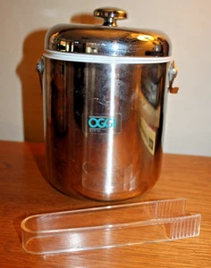 Ice Bucket Oggi Stainless Steel Ice Bucket Canister  8 X 5 1/2” Lined EUC - Picture 1 of 7