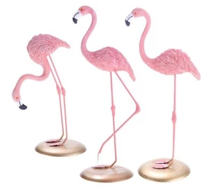 Rosa Flamingos 3er Set, Metallbeine, Palme Royale Party Deko - Bild 1 von 7