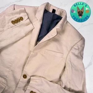 J.CREW CrewCuts Blazer Boys 14 Ludlow Beige Linen Single Breasted Suit Jacket - Picture 1 of 12