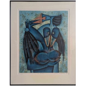 Juan Moreira La Pareja Framed Matted Cuban Art Signed Serigraph 21/100 1999 - Picture 1 of 8