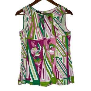 Blusa sin mangas Talbots verde rosa estilo vintage años 70 talla 6 pequeña para mujer’s - Imagen 1 de 11