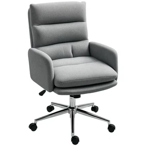 HOMCOM Upholstered Desk Chair with Height Adjustable, Grey - Picture 1 of 11