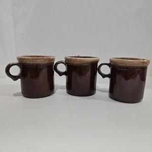 Vintage Set of 3 McCoy Coffee Mugs 1412 Brown Drip Glaze Stoneware Cups USA - Picture 1 of 12