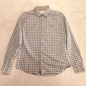 The Normal Brand Mens Long Sleeve Stephen Gingham Flannel Sz.L Blue Khaki Plaid - Picture 1 of 11