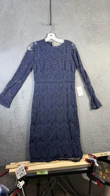 Vestido Love X Design Mujer Grande Azul Encaje Vaina Hasta la Rodilla Manga Larga Nuevo con Etiquetas Foto 1 de 4