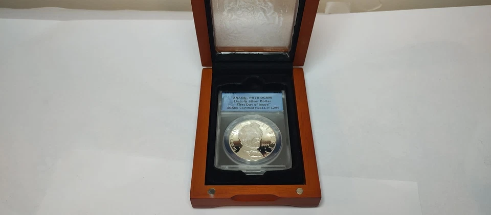 2009P Lincoln 99.9 % Silver Eagle Coin-ANACS PR70 DCAM #1111 1st day Flawless! - Image 1 of 4
