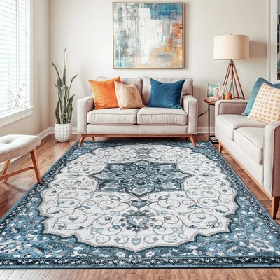 Alfombra Rugshop Azul Alfombras Medallón Tradicional para Dormitorio Habitación Alfombra 8x10 Foto 1 de 4