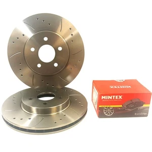 Dischi freno anteriori forati e scanalati e pastiglie Mintex Citroen C4 Coupè 2.0 VTS 04-08 - Foto 1 di 1