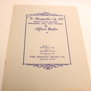 Burgmuller Op 100 25 Etudes (1-14) for 2 Pianos Vol I Songbook 1936 Boston Music - Picture 1 of 6