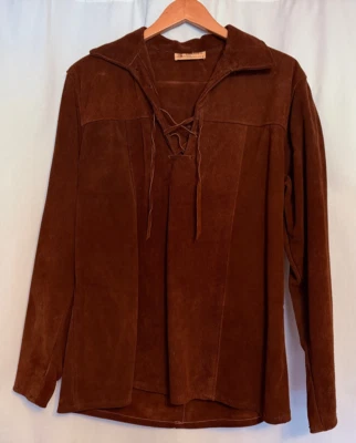 60's VTG Berco Brown Buckskin Suede Western Jacket Leather Shirt Pullover M MED - Image 1 of 4