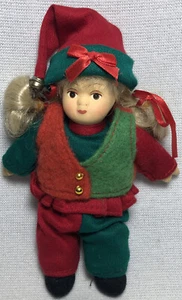 6.5” Vintage Spring Ford Inc Christmas Ornament Hanging Porcelain Doll - Picture 1 of 7