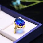 Perfect High Ice Chinese Blue Jade Inlaid Gemstones Hand Carving Ring m280