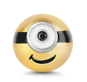 Genuine 925 Sterling Silver Fashion Charm 3D GOLDEN MINION HEAD 10mm x 10mm - Picture 1 of 1