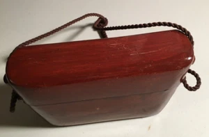 Borsa in legno fatta a mano vera vintage anni '70 fatta nelle Filippine - Foto 1 di 5